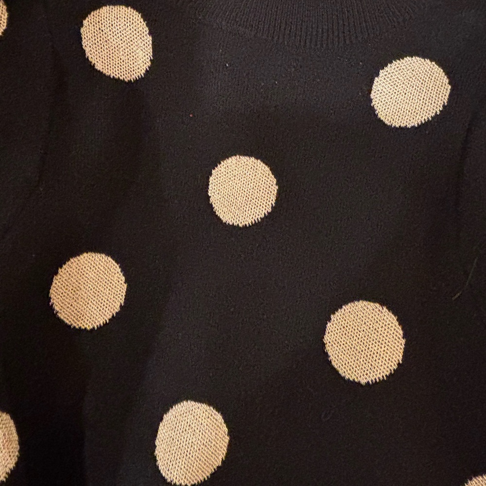 SCOOP NWT Dress with Tan Polka Dots - Puff Sleeve Fit Flare Shift Dress sz 12/14 - Picture 7 of 10